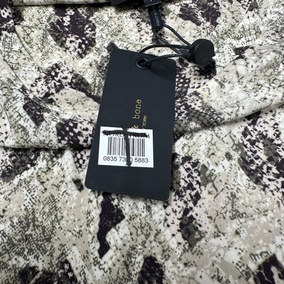 Rag & Bone NWT Poppy Draped Mini Dress Animal Print Size S Long Sleeve Snakeskin - Picture 6 of 12